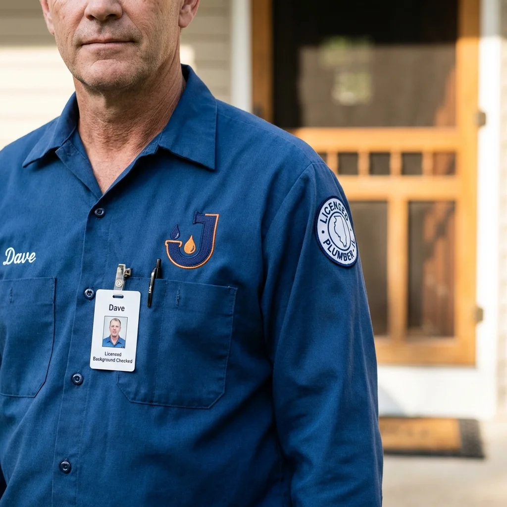 Licensed plumber showing ID badge in Dickens, TX