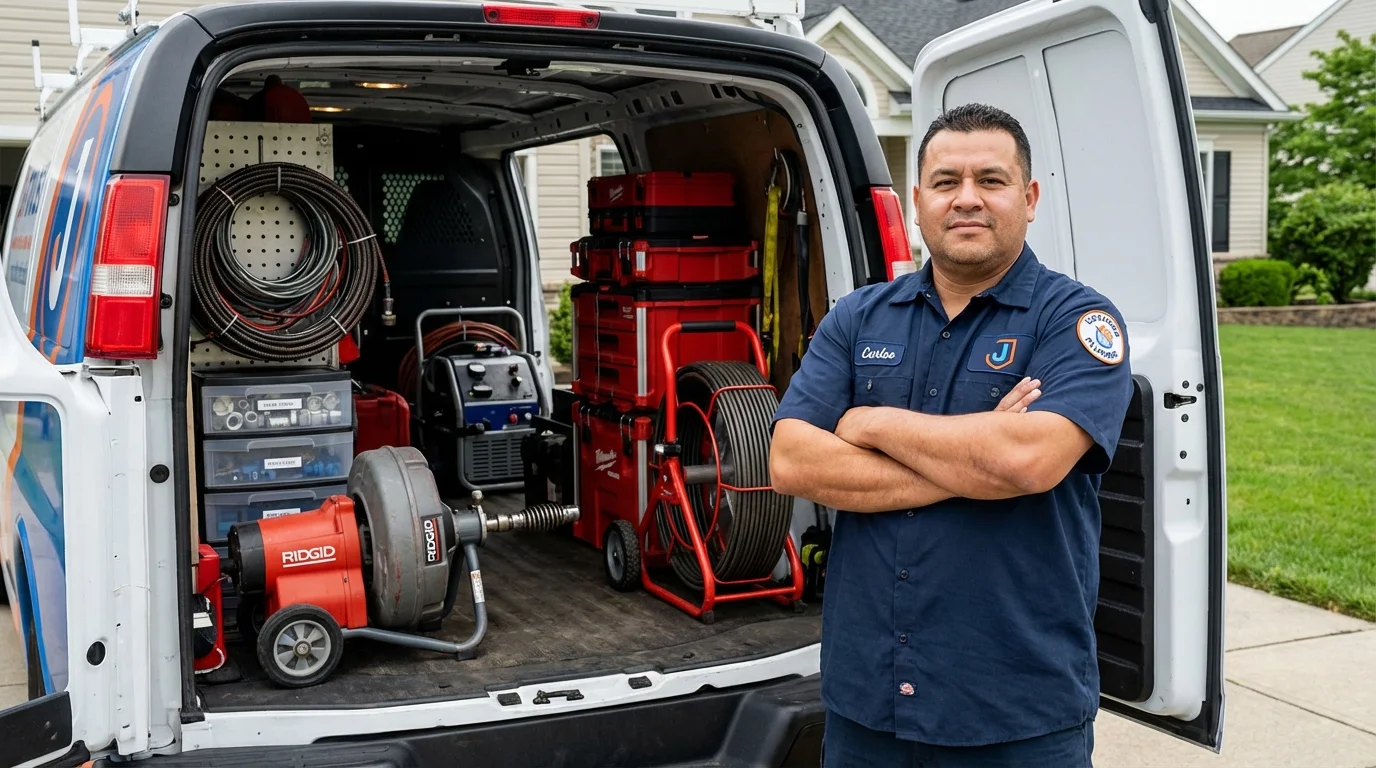Professional drain cleaning equipment and Johns Plumbing LLC plumber in Dickens