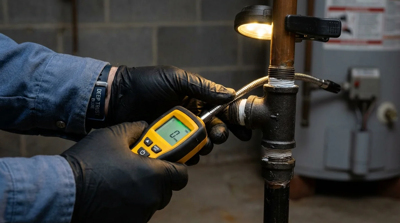 Gas leak detection with electronic sniffer by Johns Plumbing LLC in Dickens